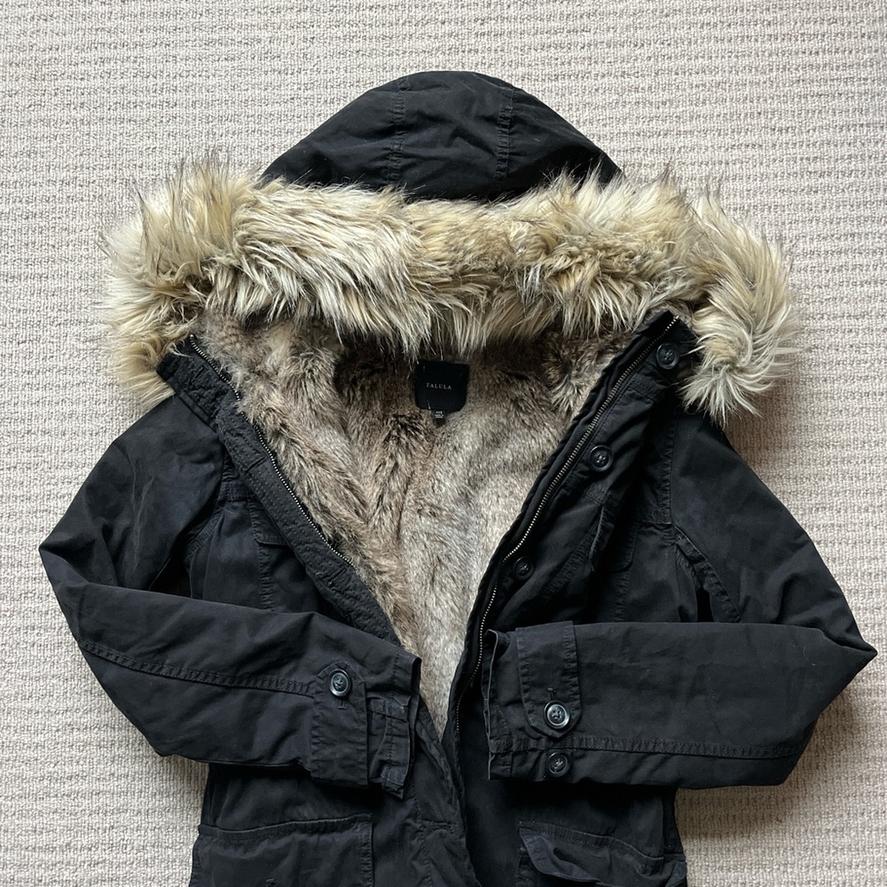 Aritzia Black Faux Fur Parka